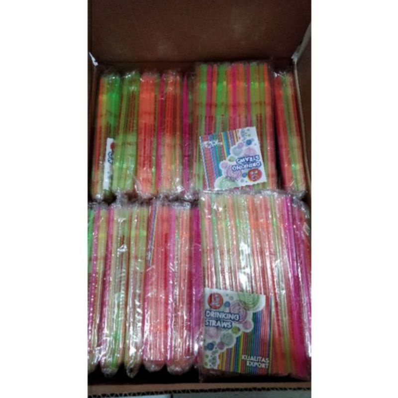 SEDOTAN BENGKOK NEON WARNA WARNi/Sedotan Tekuk 1 PACK iSi 100 pc