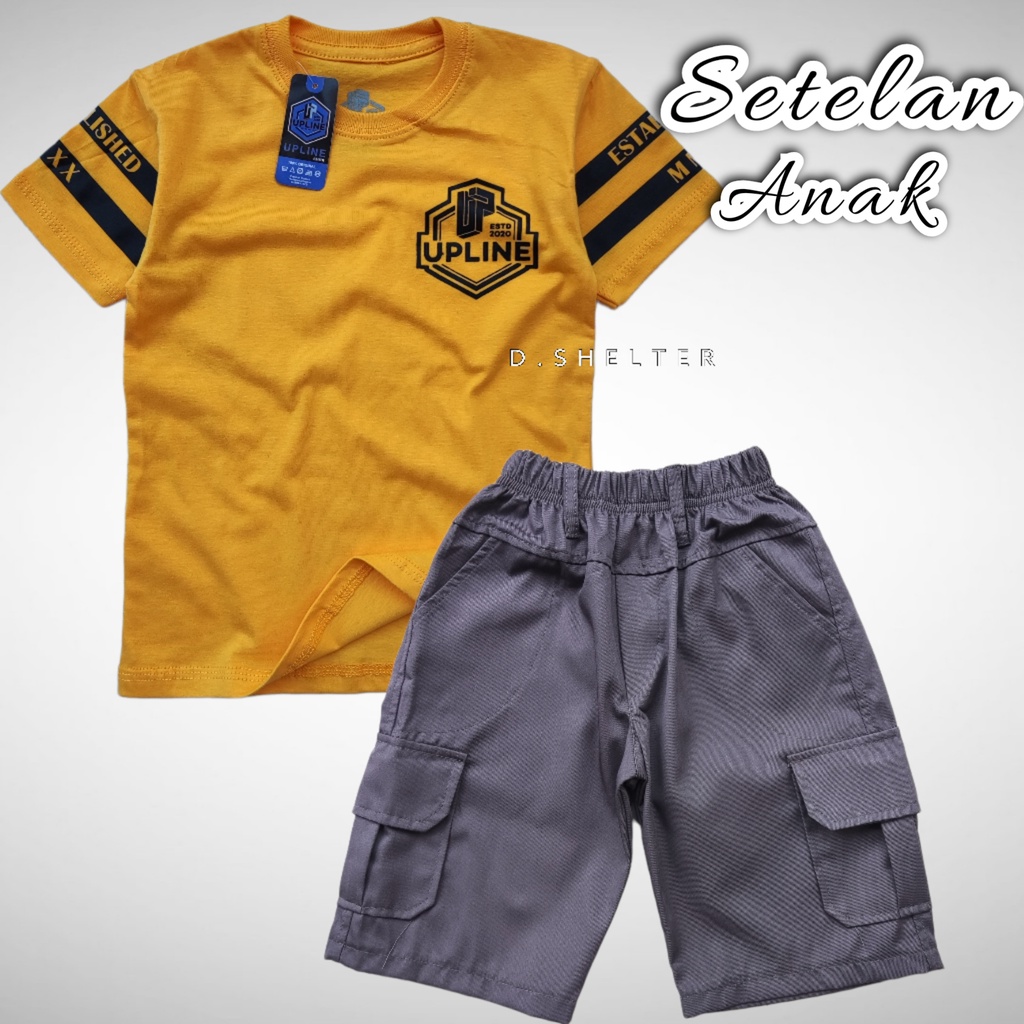 D.Shelter Setelan Anak Kaos dan Celana Pendek Cargo / Stelan Anak