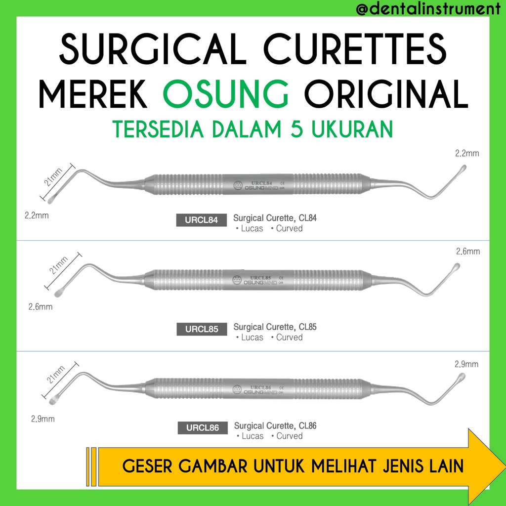 Surgical Curettes / Kuret Bedah Mulut Gigi Pasca Ekstraksi Merek Osung Original (URCL)