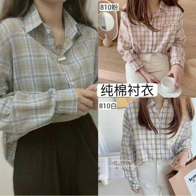 kemeja wanita/kemeja flanel wanita import