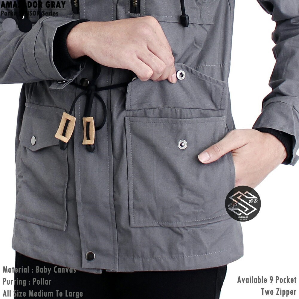 Jaket Parka Pria Abu ~ JAKET PARKA PRIA GREY PREMIUM