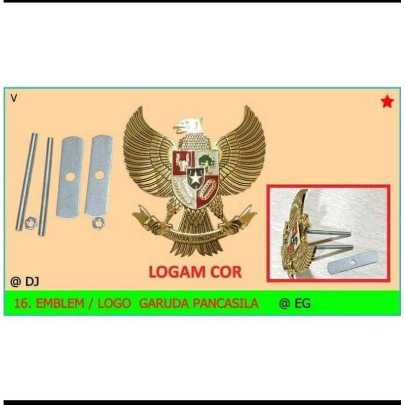 Logo emblem grill dan plat nomor mobil garuda pancasila