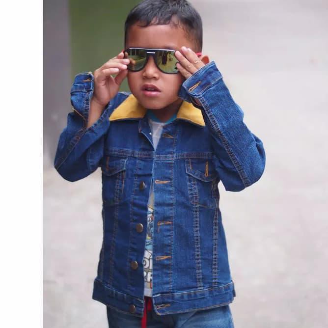 0YU5 JAKET JEANS ANAK USIA 4-5 TAHUN UNISEX - JAKET DILAN ANAK KERAH ORANGE KY12