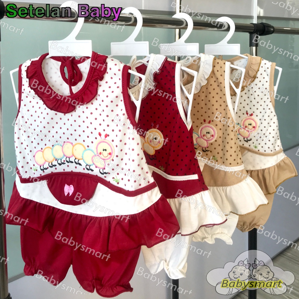 Babysmart - Setelan Baju bayi/Anak Perempuan motif ULAT PLANET KIDS usia 0 - 6 bulan / Pakaian anak Cewek