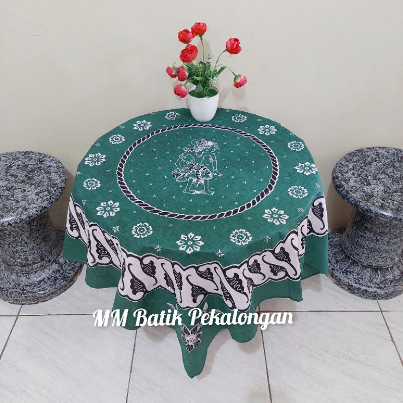 Taplak Meja Kain Batik Wayang Bundar