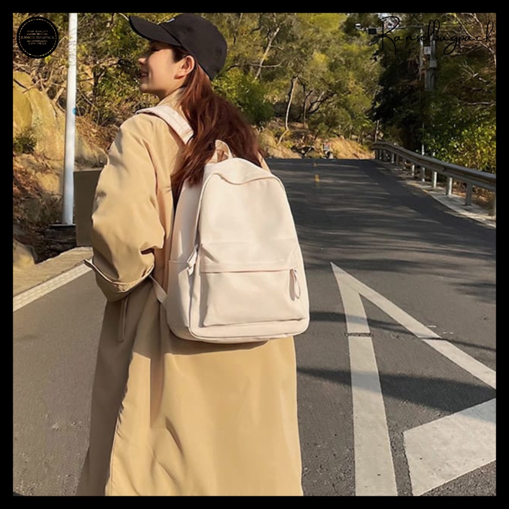 Tas Ransel Wanita - Tas Sekolah Remaja Dewasa Model Terbaru Fashion Korea Kekinian Bagus Murah Besar Kuliah Traveling Jalan Stylish Backpack Punggung Bahu Sandang Kualitas Import Lokal Original Unisex Perempuan Cewek