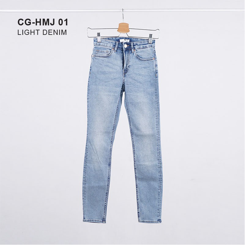 H&M HnM Original light denim skinny jeans celana jins high waist rise wanita