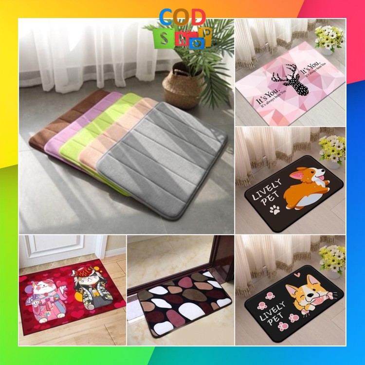 COD - H627 Keset kaki Anti Slip Bahan Memory Foam Menyerap (40×60cm) / Keset Kamar Mandi