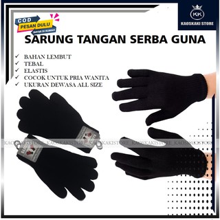 Jual Sarung Tangan Rajut Tebal Wanita Pria Hitam Polos / Sarung Tangan ...