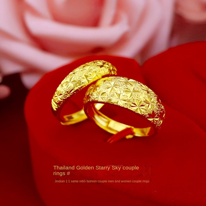 Cincin Lapis Emas Asli Kadar 375 Motif Bintang Gaya Retro Korea Untuk Wanita