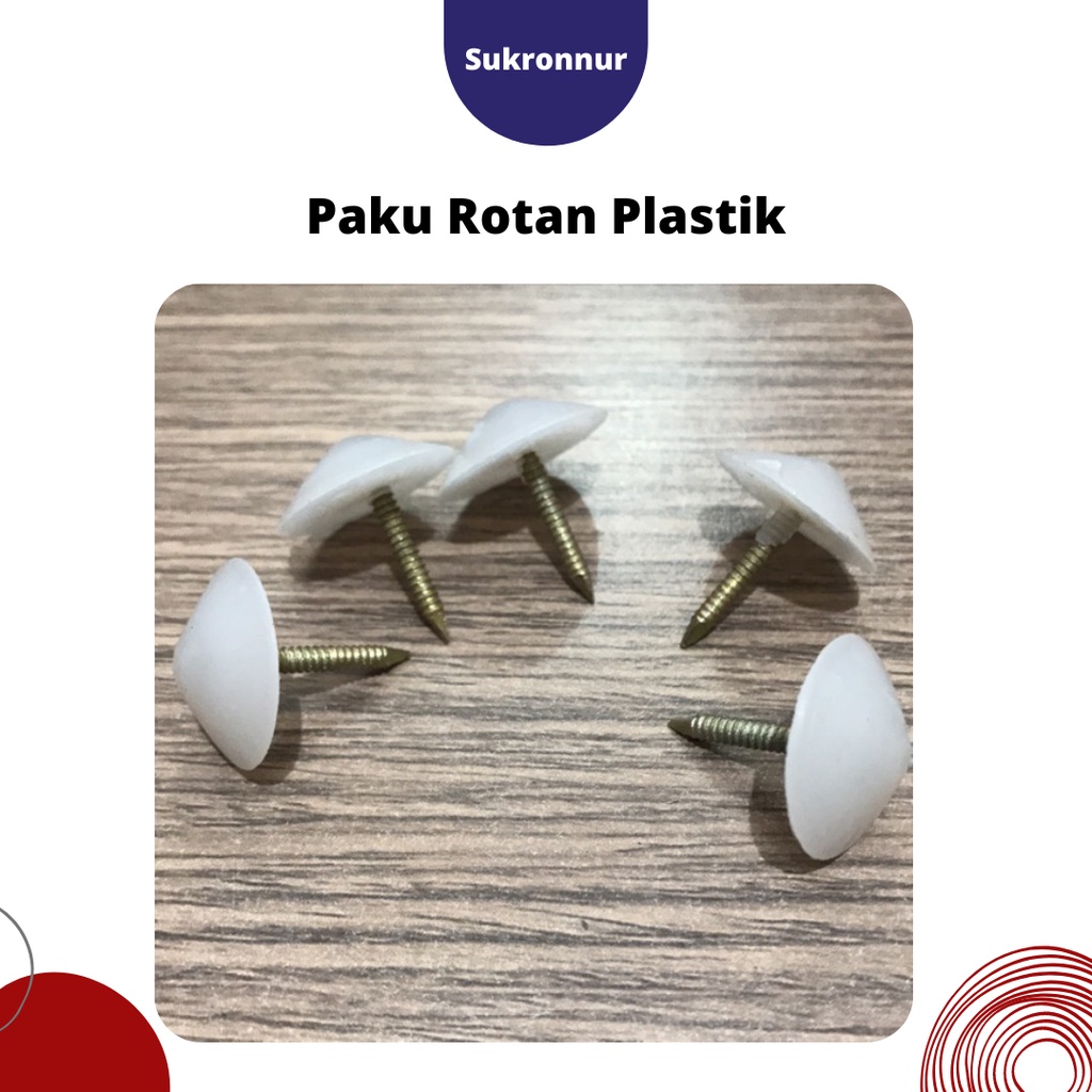 Paku Rotan Plastik Putih Payung Bakpao Ulir (Skrup Alas Kaki Kursi / Bangku / Meja)