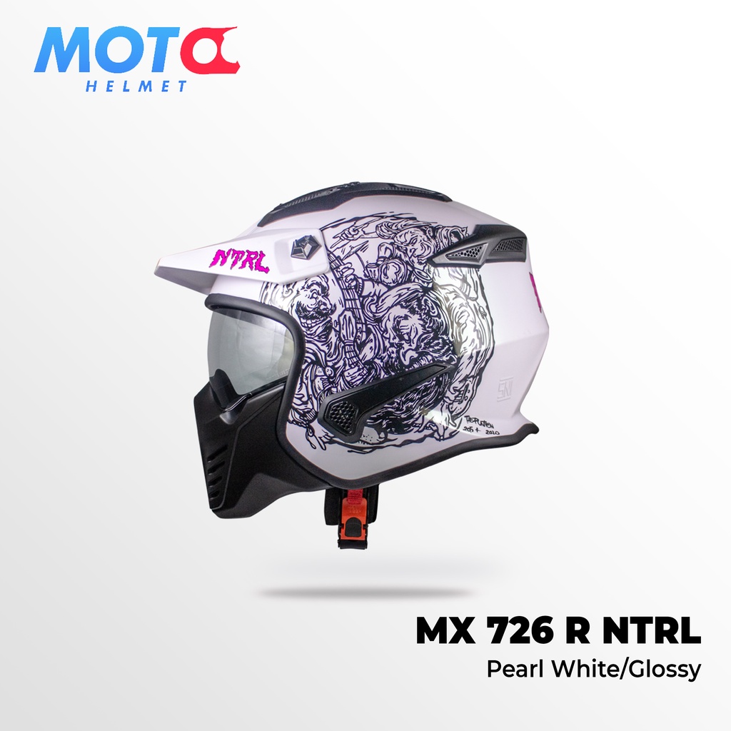 Helm JPX Full Face MX-726R Netral Seri - Pearl White Gloss