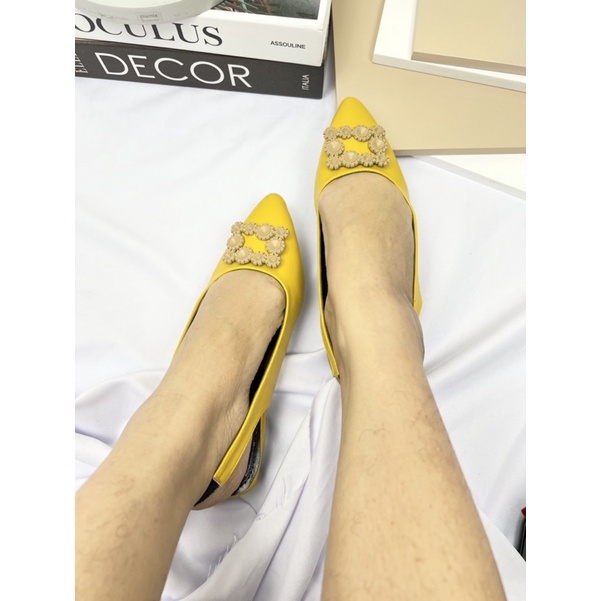 sepatu flat wanita terbaru kekinian LOUISDEAR sepatu tali belakang heel 2 cm bahan dove B50 / B49