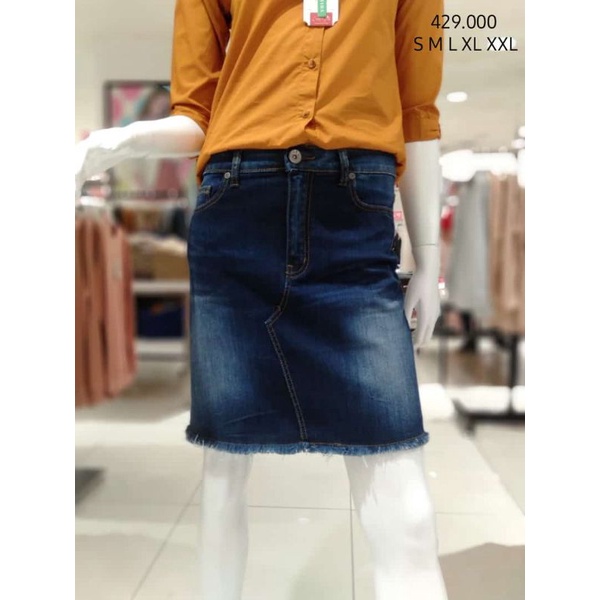 Ako Jeans blue Skirt Rok wanita Denim