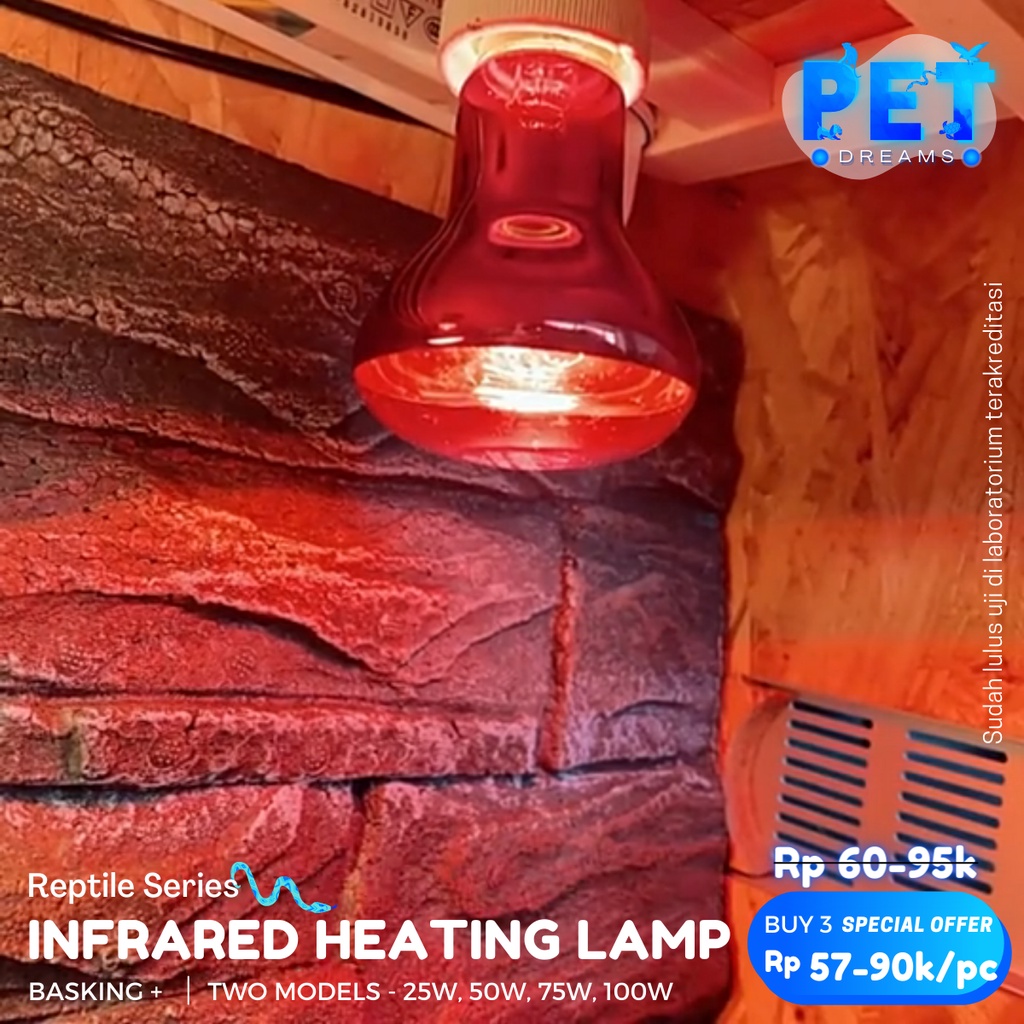 INFRARED BASKING HEAT LAMPU UVA INFRAMERAH PENGHANGAT PEMANAS REPTIL IGUANA SULCATA TORTO KURA