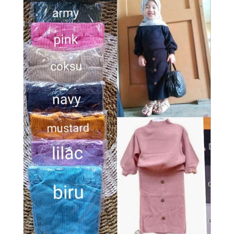 Sweater rajut setelan rok anak perempuan / kardigan anak perempuan