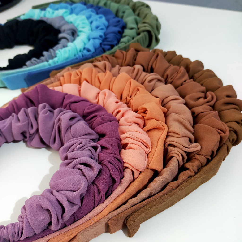 Bando Nagita / Bando Scrunchie / Bando Korea / Scrunchie Headband Ruffle Kerut Accessories / Bando Awan / Bando Scrunchie Nagita