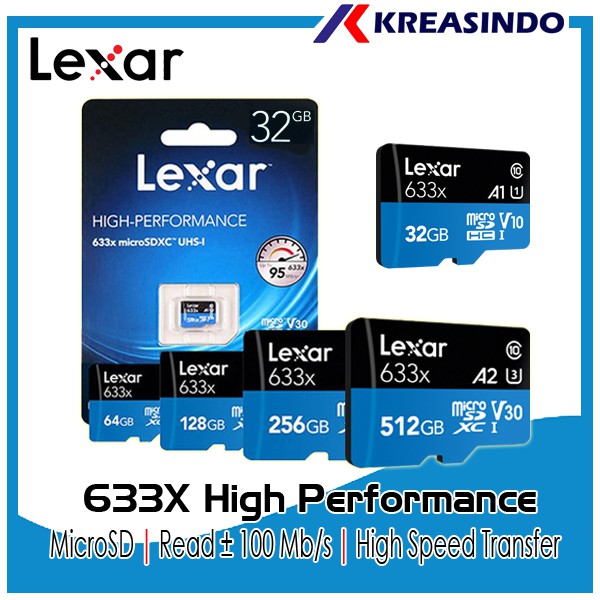 Lexar Microsd High-Performance 633x 32GB 64GB 128GB 256GB 512GB Garansi Resmi