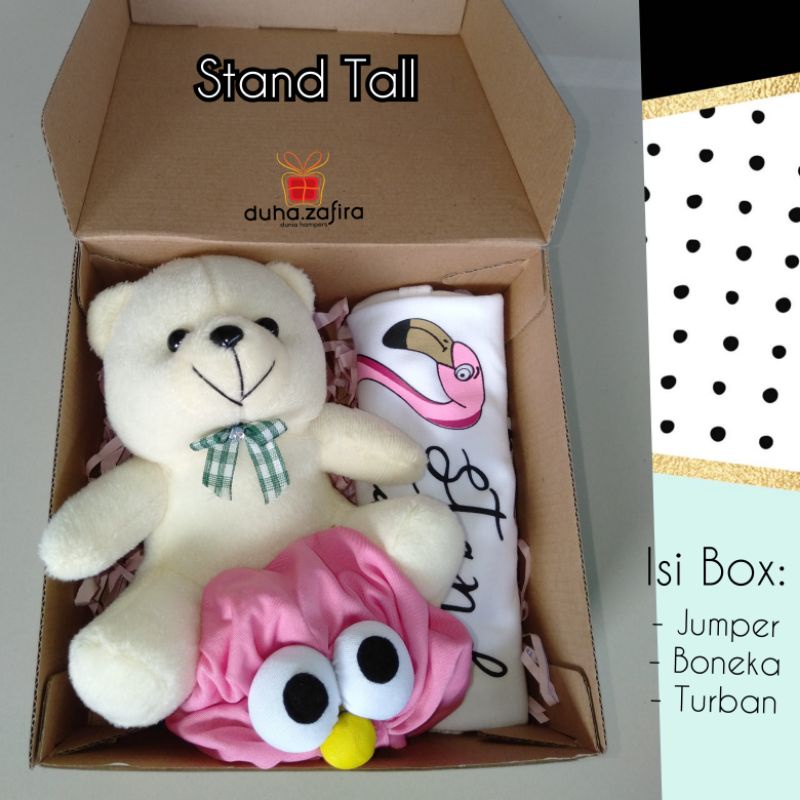 Duha Zafira Hampers bayi/ gift baby born/ baju bayi/ jumper baby girl/ kado lahiran/ kado ultah anak/ gift set/ set baju bayi/ gift box/ Hampers baby girl/ hadiah lahiran/ kado unik ini-Stand Tall - Girl