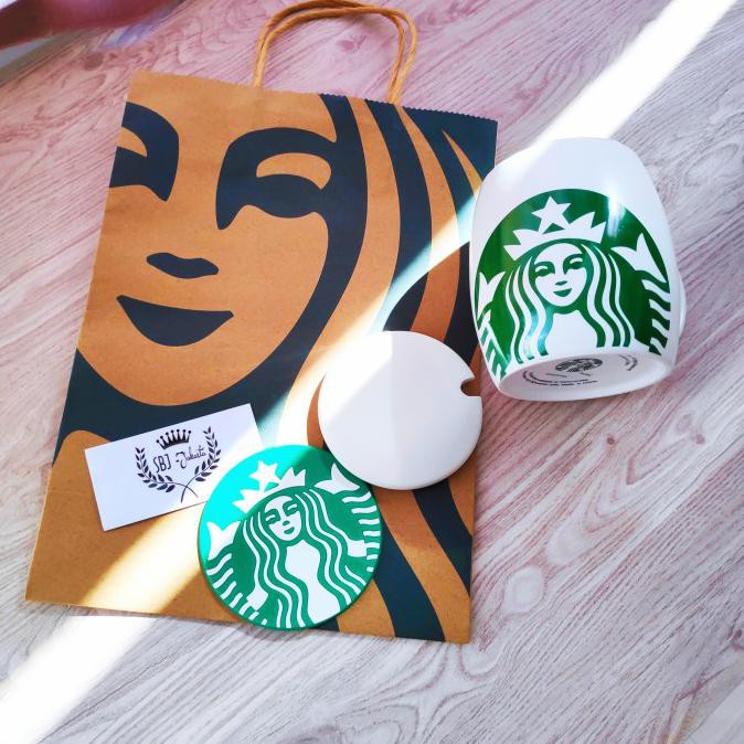 Cangkir Keramik Starbucks Gift Set Ceramic Mug Starbucks 400ml Premium - Hitam
