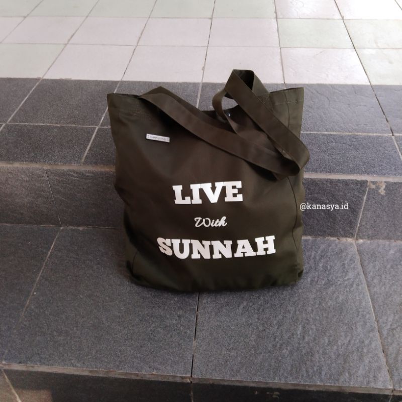 Live With Sunnah | Lana Bag | Totebag Katun Drill(Twill) | Totebag Kajian | Totebag Dakwah