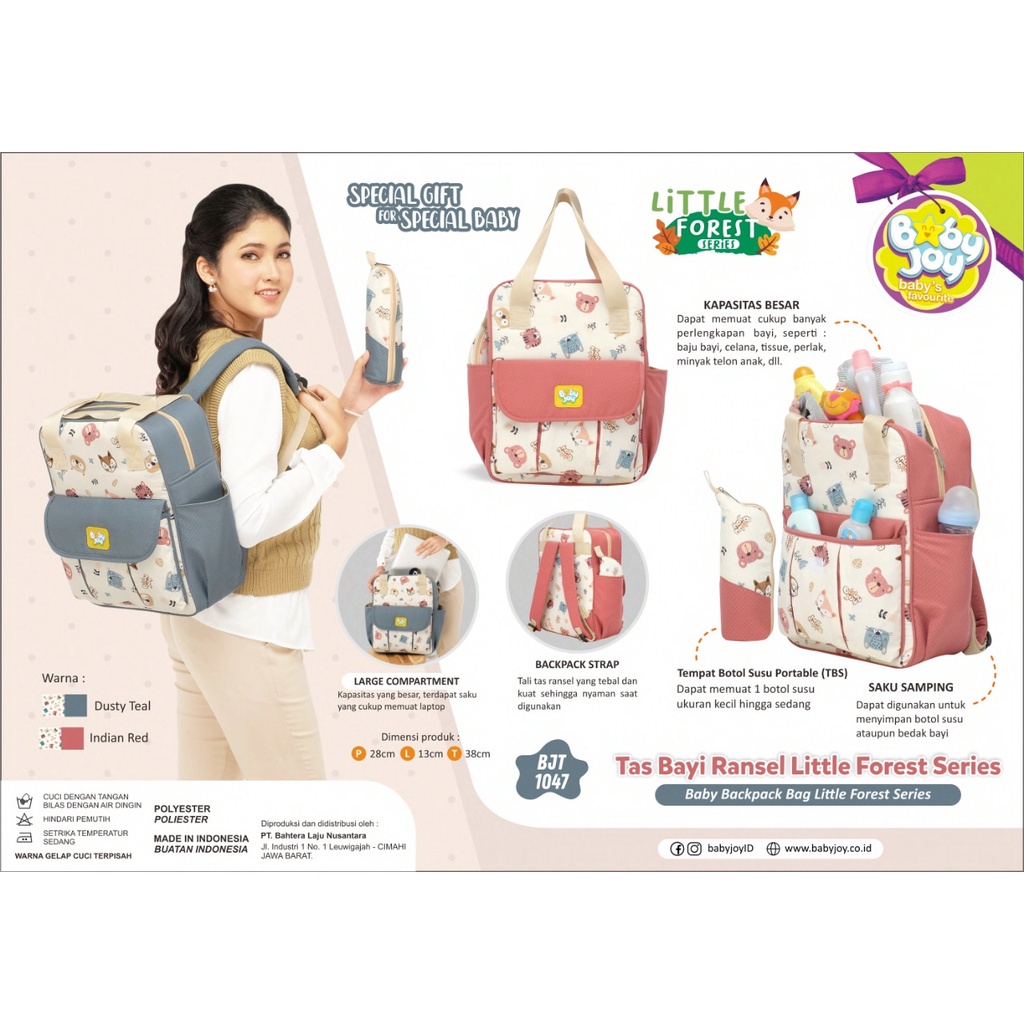 Baby Joy Tas Bayi Besar Ransel Model Annelo Multisaku + TBS Little Forest Series - BJT 1047