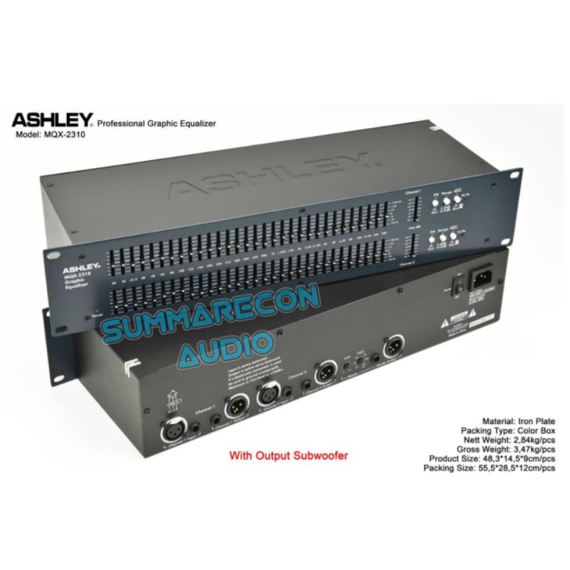 EQUALISER ASHLEY PROFESSIONAL MQX 2310 ORIGINAL WITH OUTPUT SUB