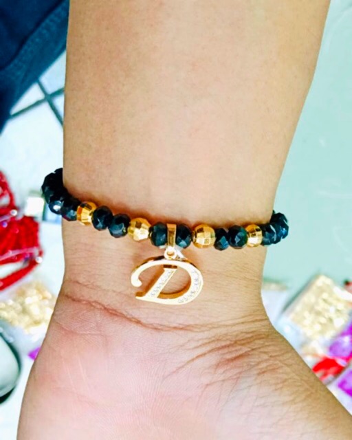 Gelang kristal gelang wanita gelang alphabet gelang inisial gelang huruf gelang inisial lapis emas