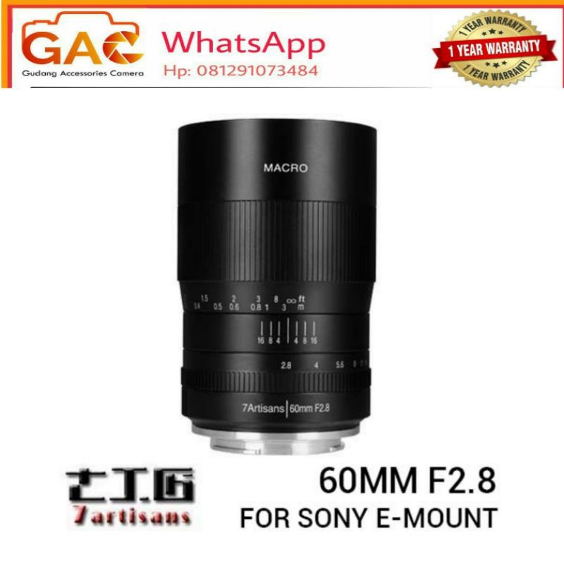 lensa 7artisans 7artisan 60mm f2.8 macro for Sony E-mount