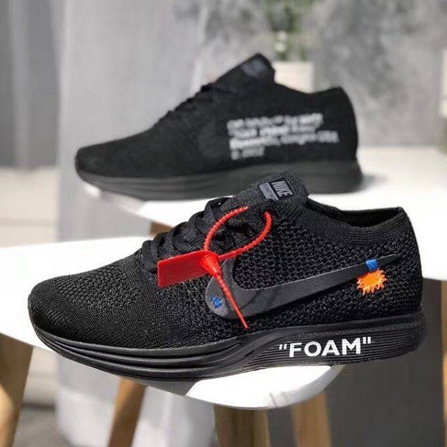 Nike Flyknit Racer Foam X Off White “ All Black “ Premium Original ( sepatu nike / sepatu keren )