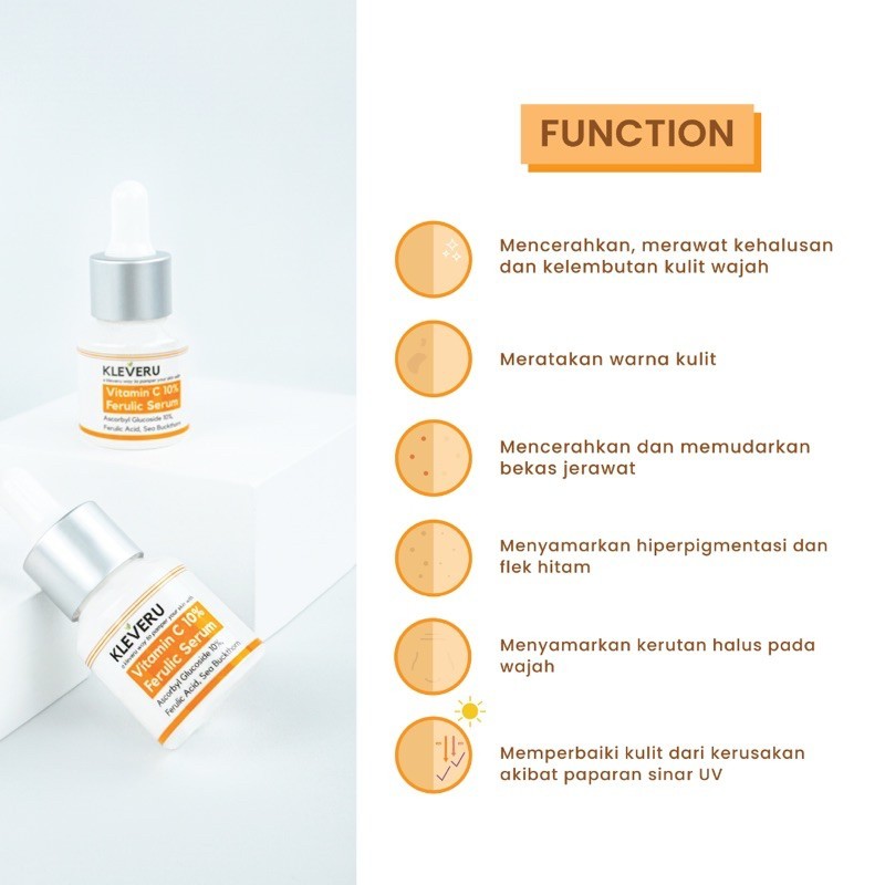 Kemasan Baru - Kleveru Vitamin C 10% Ferulic Serum 5ml 20ml