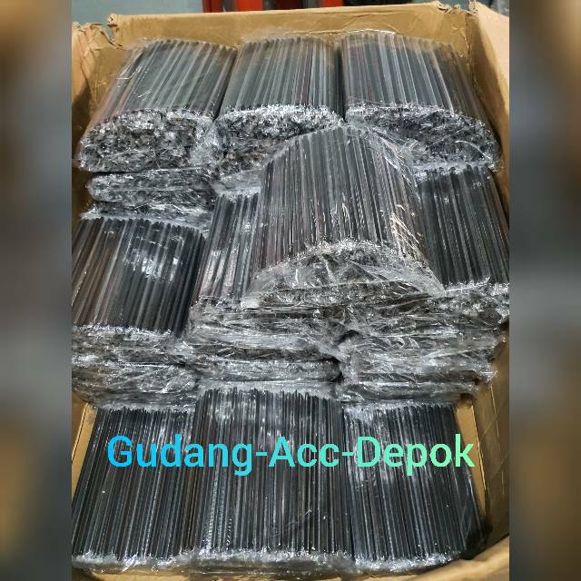 Grosir Sedotan Plastik 6mm 20cm Steril Hitam 300btng Bungkus Hegenies Kopi Lurus Lancip Runcing 620