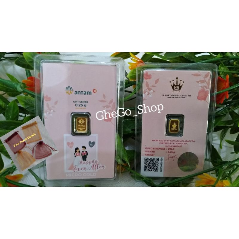 Logam Mulia Emas Antam Hartadinata 0,1 0,25 gr 0.1 0.25 gram Microgold Micro Gold HRTA Gift Series H