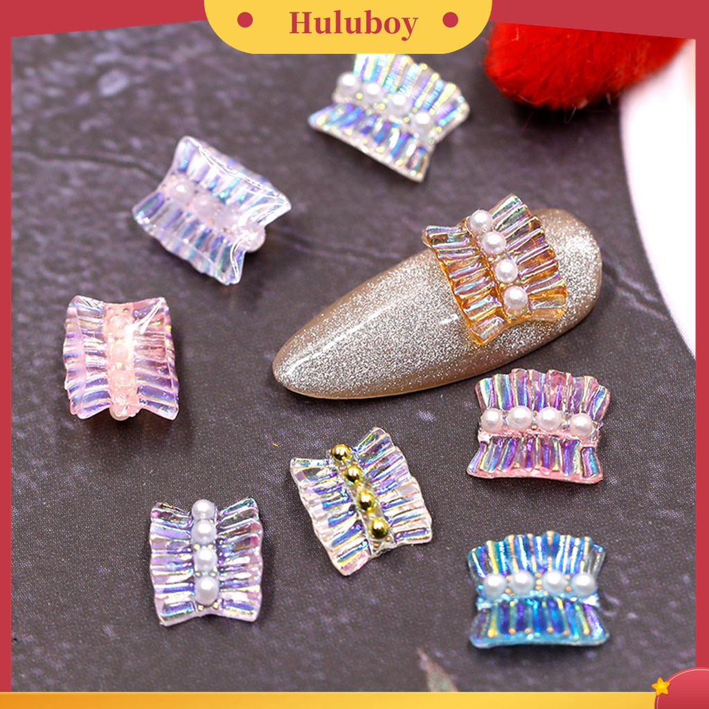 Huluboy Huluboy♡ 3pcs Stiker Kuku 3D Bahan Resin Efek Natural Elegan Untuk Nail Art