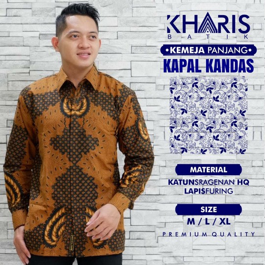 Kemeja Batik Pria KAPAL KANDAS Lengan Panjang atasan batik by KHARIS
