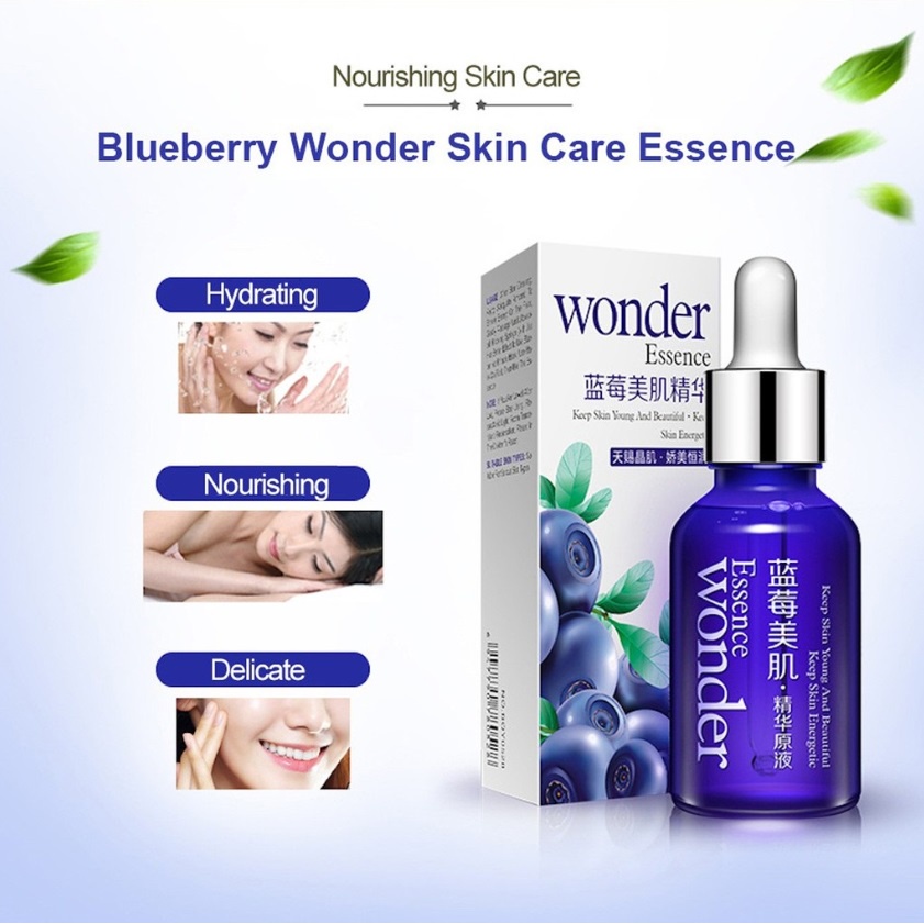 Serum Wajah Glowing Wonder Essence Blueberry ORIGINAL &amp; HOLOGRAM 15 ml / Serum Penghilang Bekas Jerawat dan Flek Hitam Pori Pori / Pemutih Organik dan Glowing / Pelengkap Masker Wajah Organik Korea Murah Whitening Anti Aging Skincare TERLARIS OMG SHOP