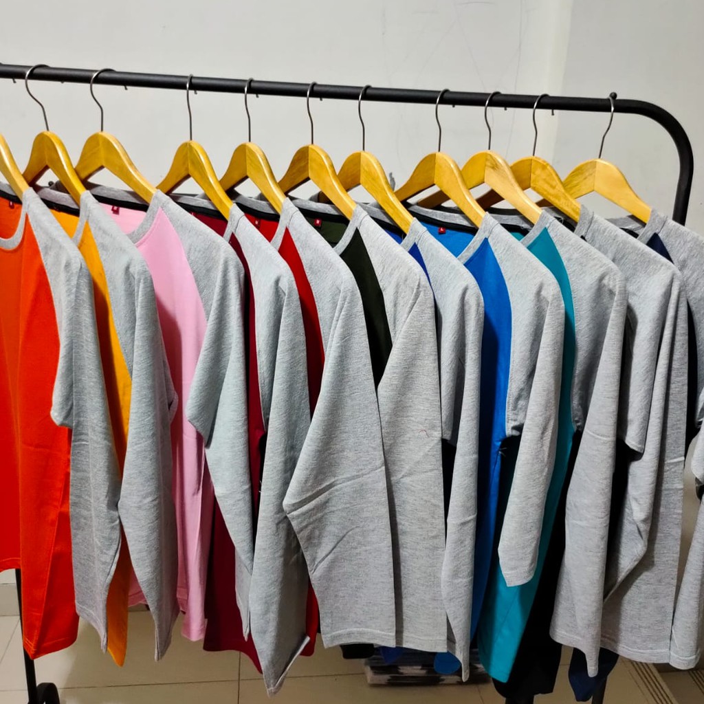 Kaos raglan polos / reglan 3 4 / kaos lengan 3 4 polos / kaos polos pria /  kaos.o neck m l xl | Shopee Indonesia