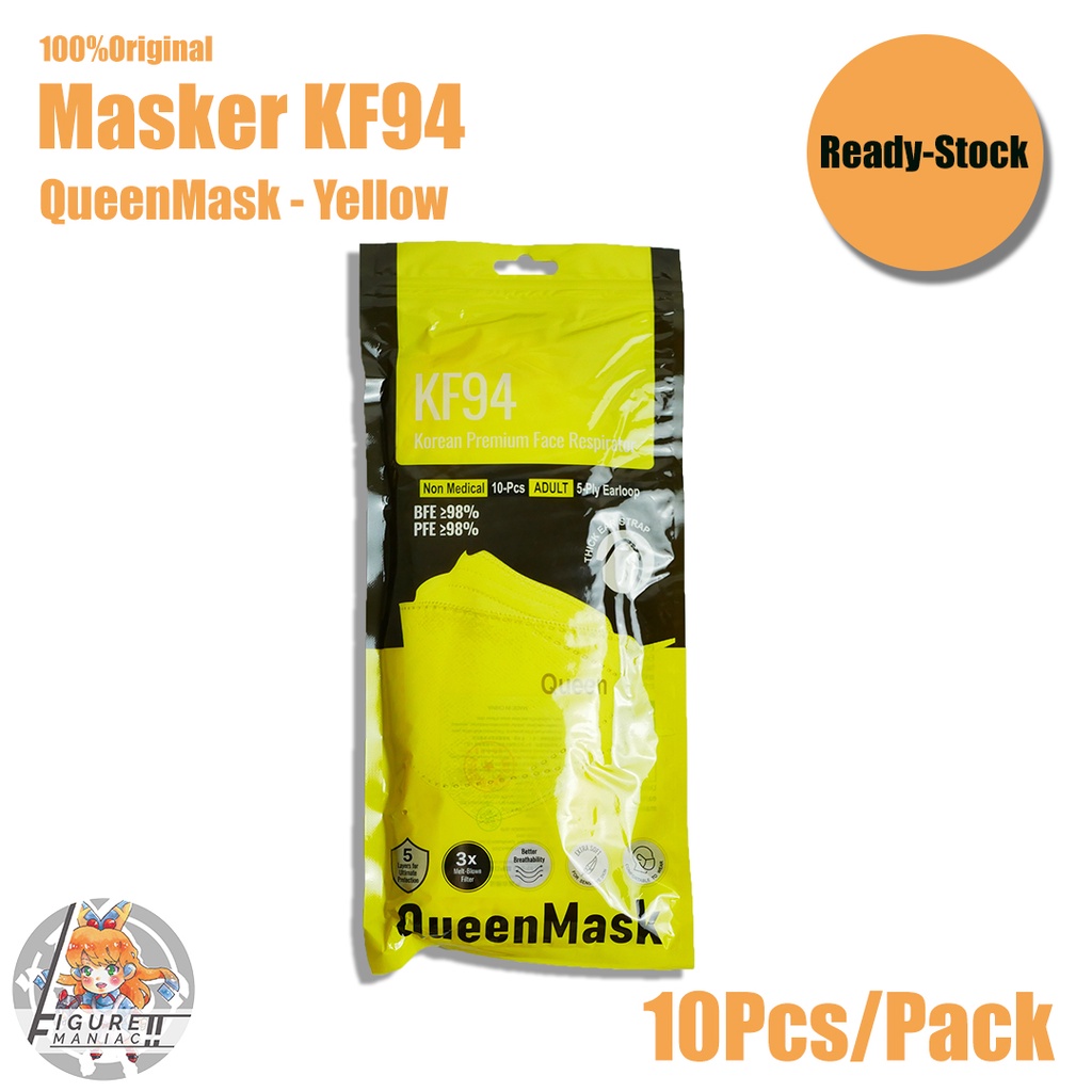 Figure Maniac - Masker KF94 QueenMask Earloop Korean Style Original 1 Pack isi 10