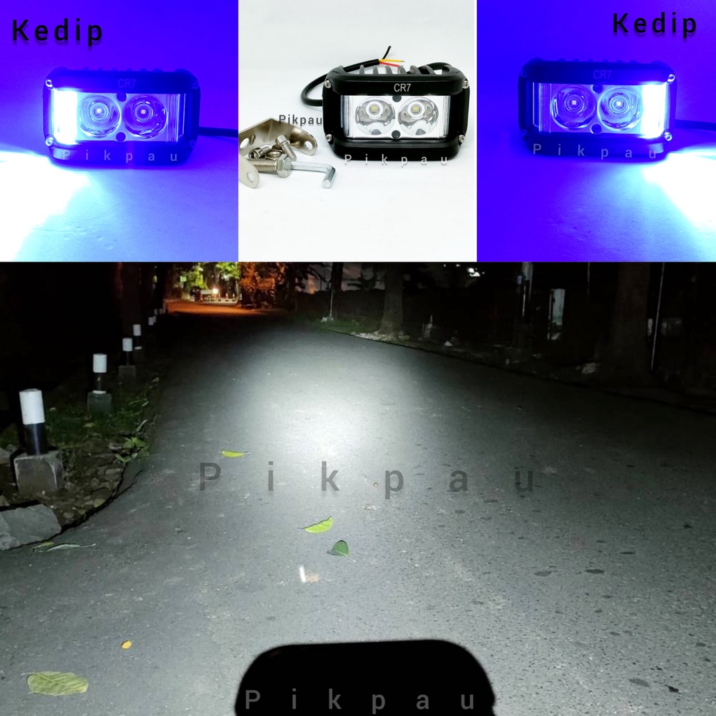 Lampu Tembak Motor sorot Original CR7 2 mata LED Full Alumunium