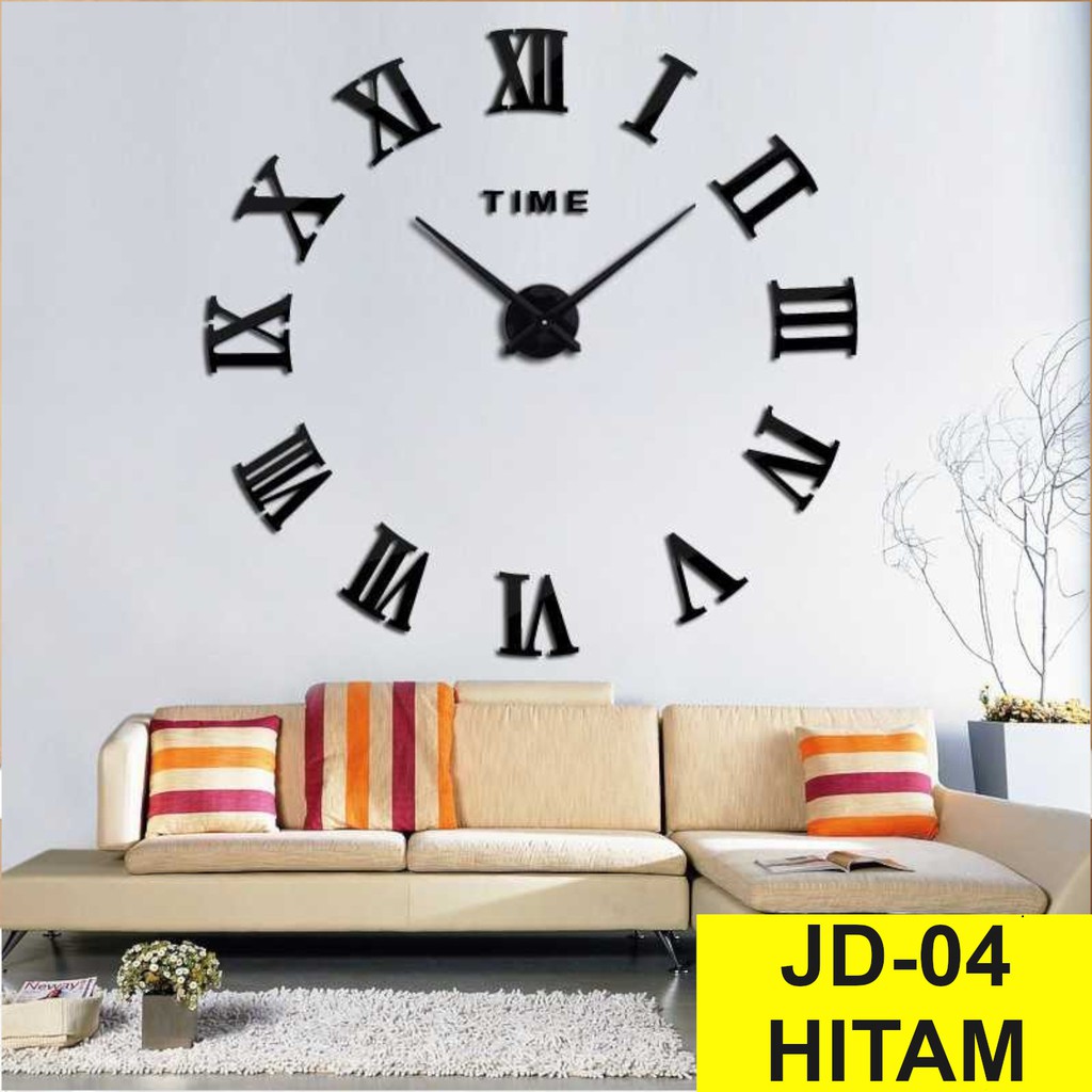 Jam Dinding Besar Unik Giant Wall Clock Diameter 80-130cm-JD-04 Hitam (BESAR)
