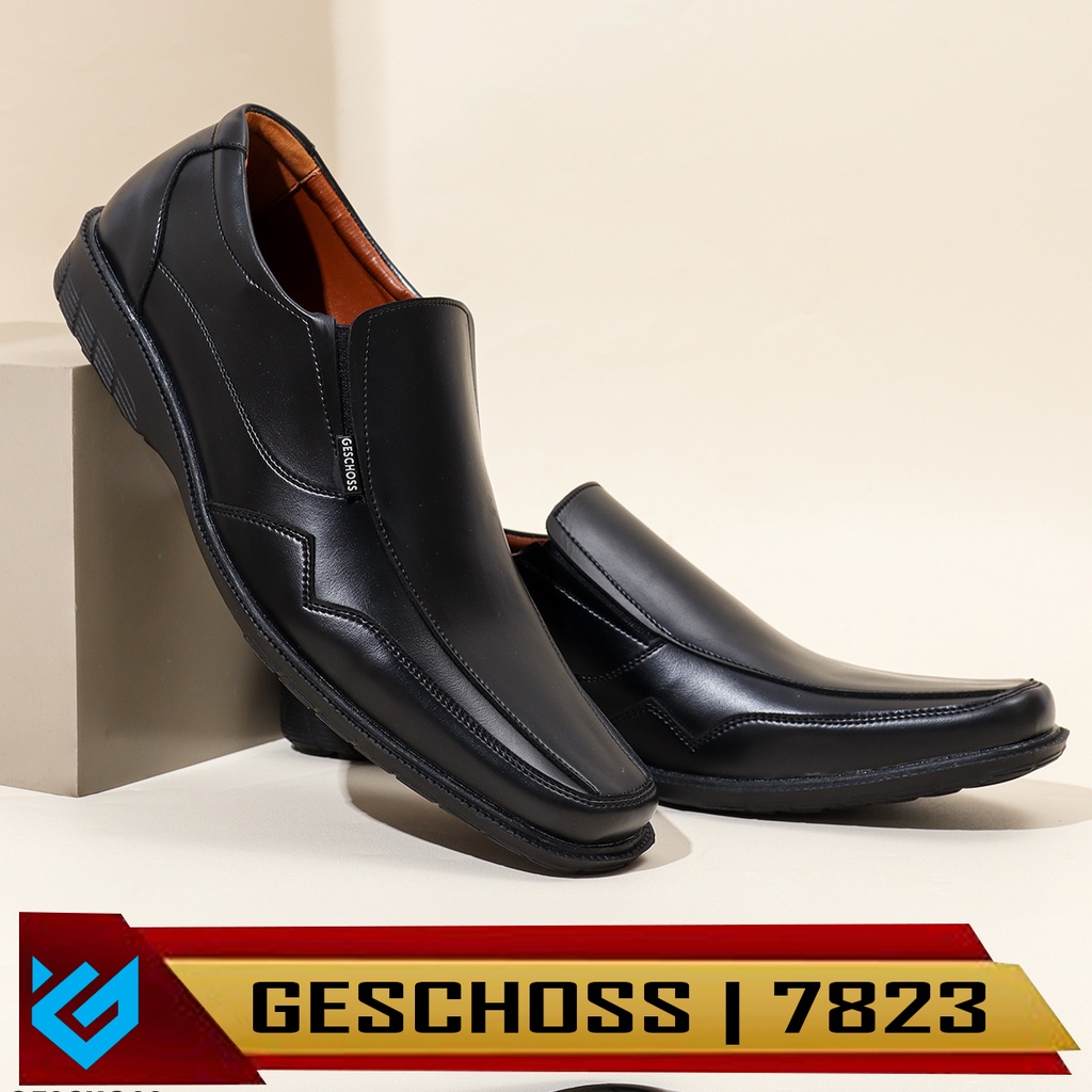 GESCHOSS | READY STOCK UKURAN BESAR 39-45 Sepatu Pantopel Pria Hitam Sepatu Kasual Kerja Kantoran