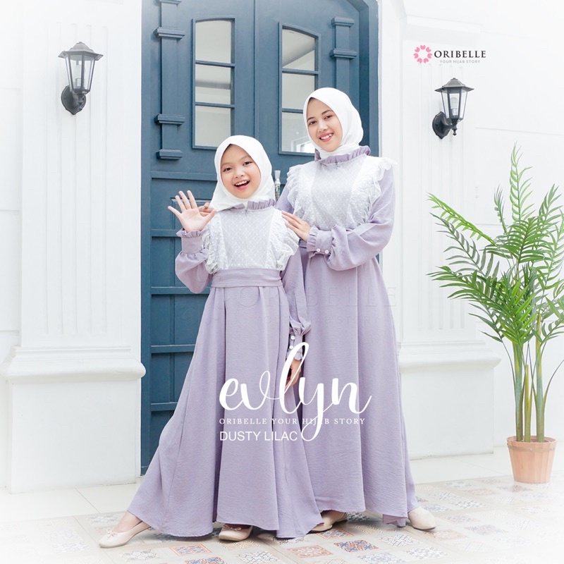 Evlyn oribelle dusty lilac oribelle syari gamis kekinian gamis couple ibu dan anak gamis romadhon ga