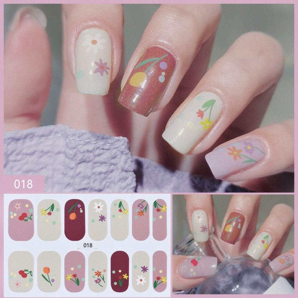 AUGUSTINA Agustina Self-Adhesive Stiker Kuku Kreatif Manis Kupu-Kupu Tahan Air Salon Kuku Nail Art Slider DIY Nail Decals