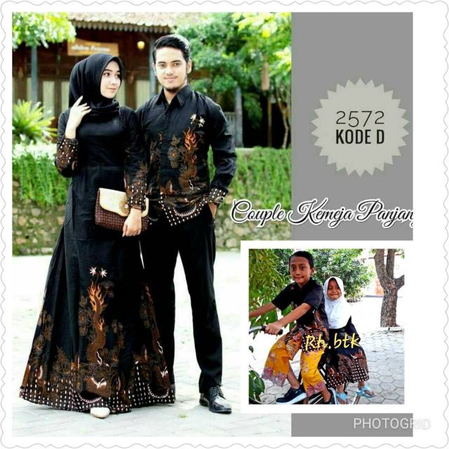 Batik Couple Keluarga Gamis Syari Maura Ruffle Gaun Kondangan Batik