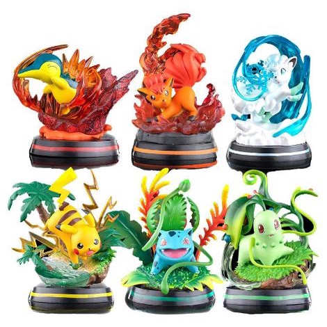 Pokemon Pikachu Cyndaquil Chikorita Alolan Vulpix Ice Fire Kanto Ivysaur Action Figure Resin Toy Dec