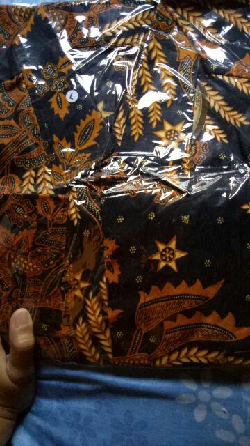 Kemeja Hem Baju Batik Pria Lengan Panjang Motif Bunga Padi Coklat Primisima Unggul Fashion Indonesia