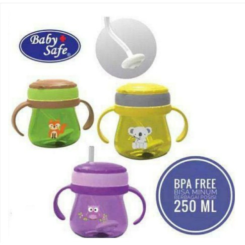 Baby Safe Botol Minum Anak Sedotan Dengan Pemberat Weighted Straw Training Cup 250 ml JP019