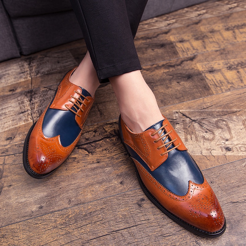 2020  Brogue Warna    Ukuran Sepatu Kulit Pria Trend Fashion Pria  Inggris Formal Kulit Sepatu