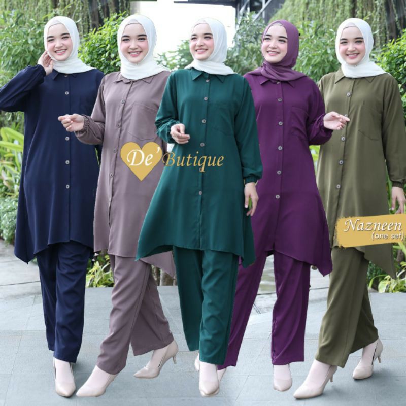 ONE SET NAZNEEN BY DE BUTIQUE/ONE SET DE BUTIQUE/ONE SET TERBARU/ ONE SET ITY CREPE/SETELAN CELANA