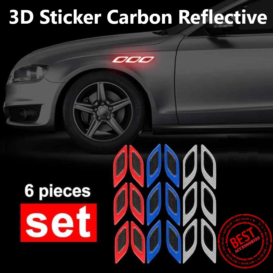 Stiker Carbon 3D SCOOP 6 PCS Sticker Reflektor Mask Reflective